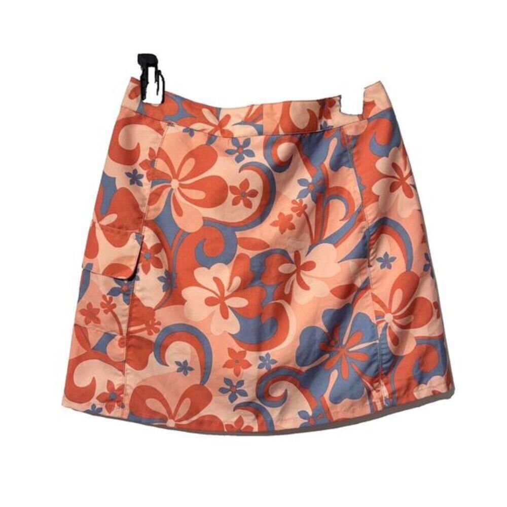 Title Nine Womens Orange Floral Print Y2K Preppy Grunge Mini Skort Size W 6 - Picture 2 of 9